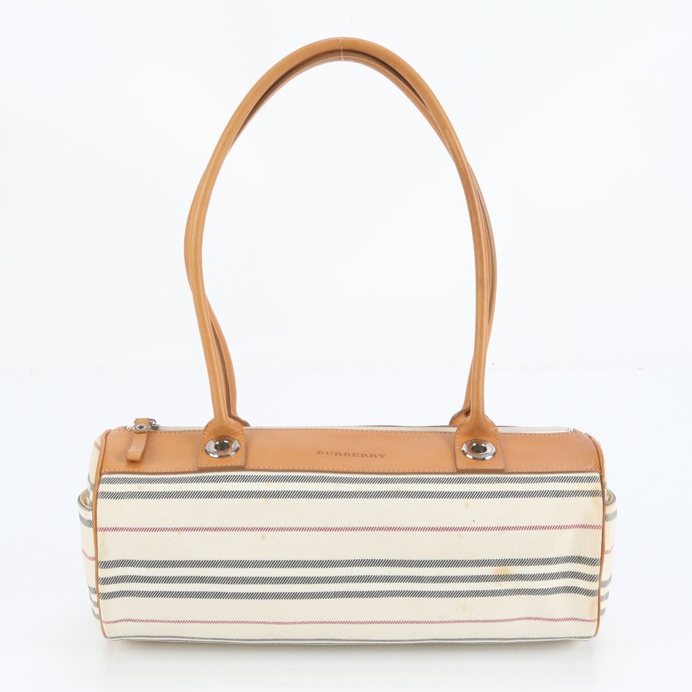 ■美品 バーバリー ストライプ ボーリングトート バッグ