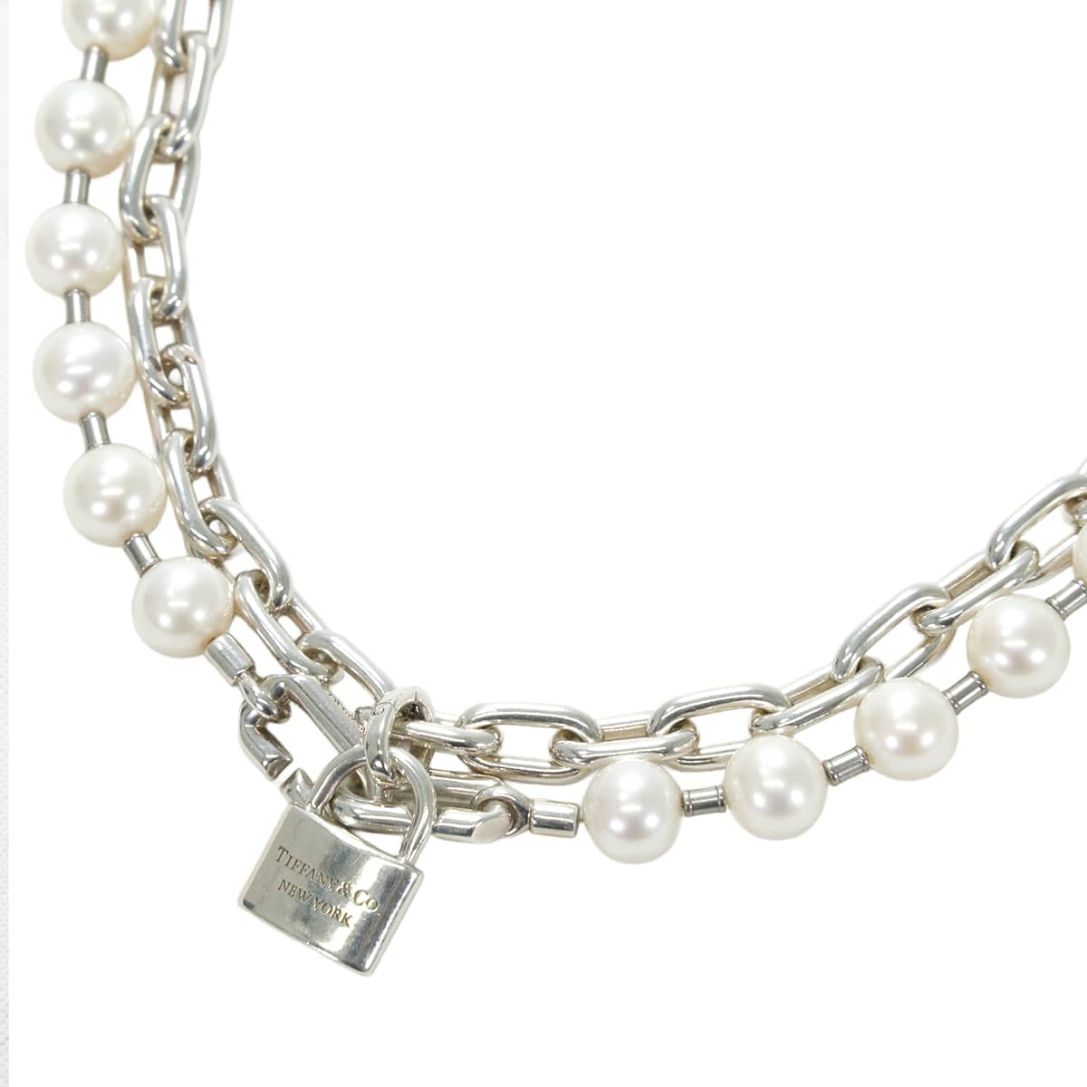 TIFFANY&Co. ティファニー ネックレス ハードウェア パールロック シルバー シルバー925 (SV925 Ag925)/パール 64047841 新品同様【中古】