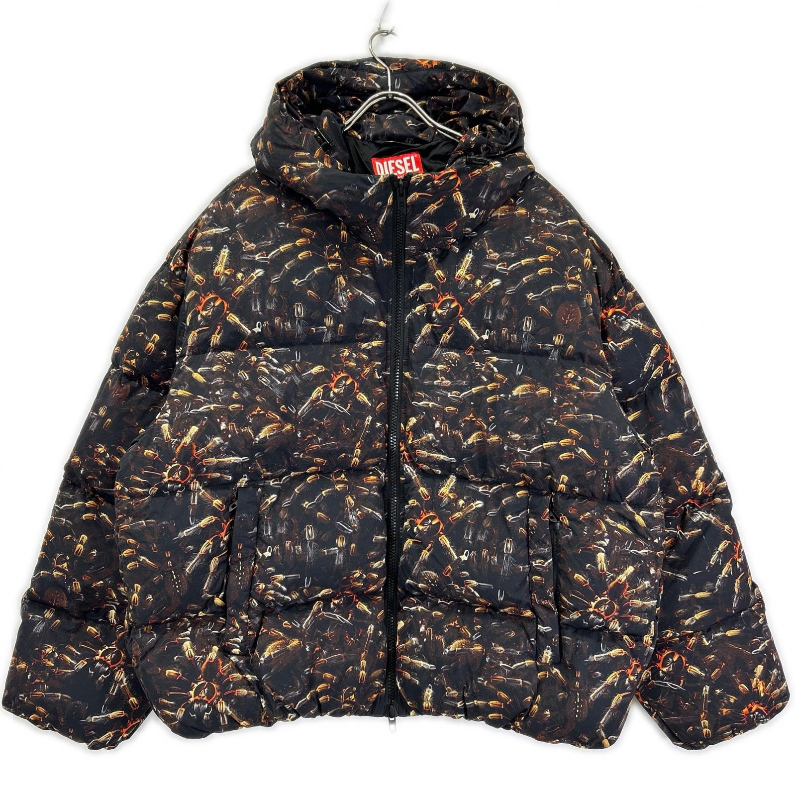 ディーゼル A18760 W-SPIDER JACKET プリント フーデッド パデッドジャケット 52