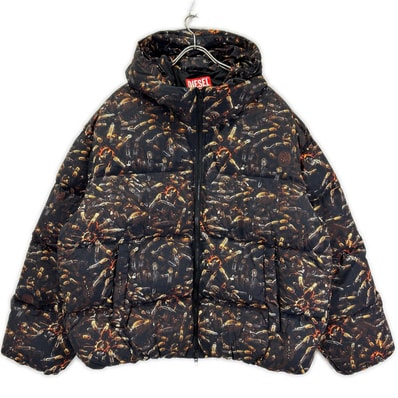ディーゼル A18760 W-SPIDER JACKET プリント フーデッド パデッドジャケット 52