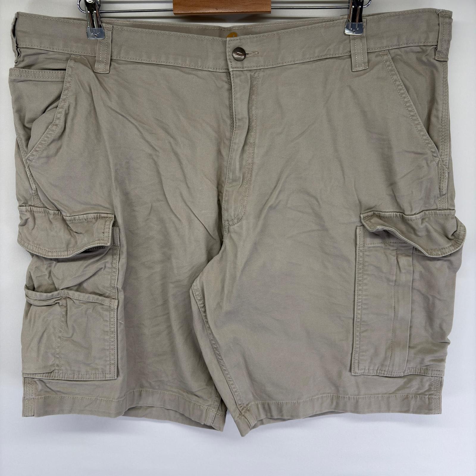古着 カーハート Carhartt ダック パンツ カーゴパンツ ハーフ ワンポイントロゴ ワーク ジッパーフライ w42  グレー系 メンズ