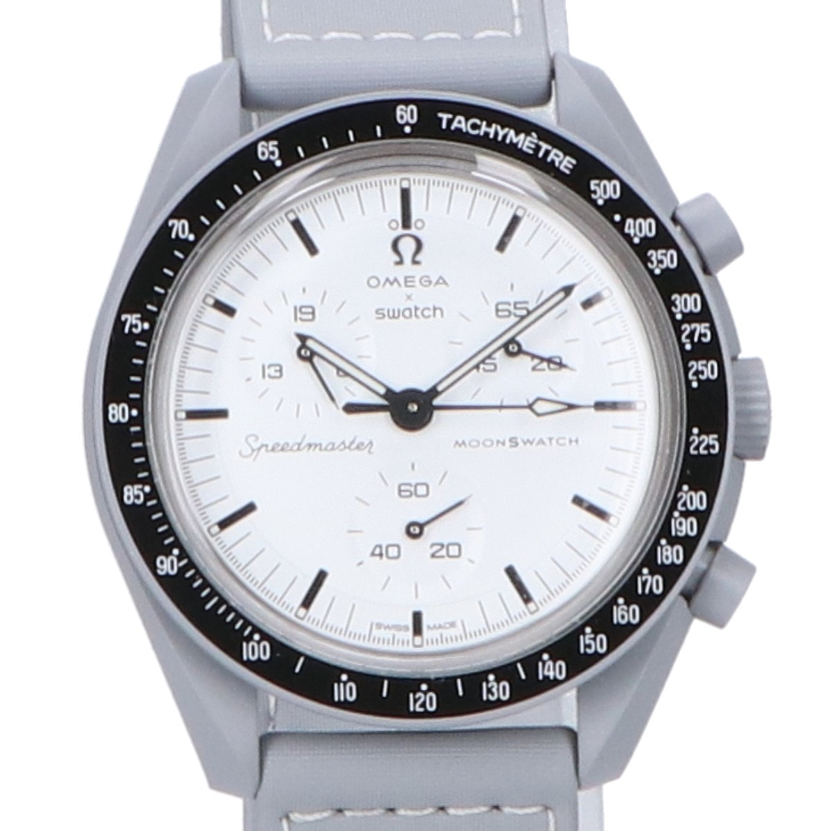 オメガ ｘSwatch スウォッチ【新品同様】S033M106 MOONSWATCH 1965 白文字盤 クオーツ