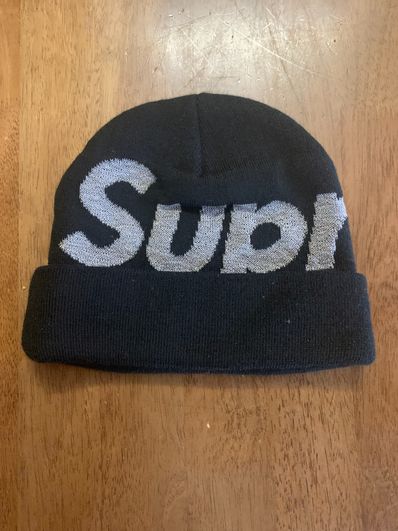 Supreme Reflective Big Logo Beanie "Black"