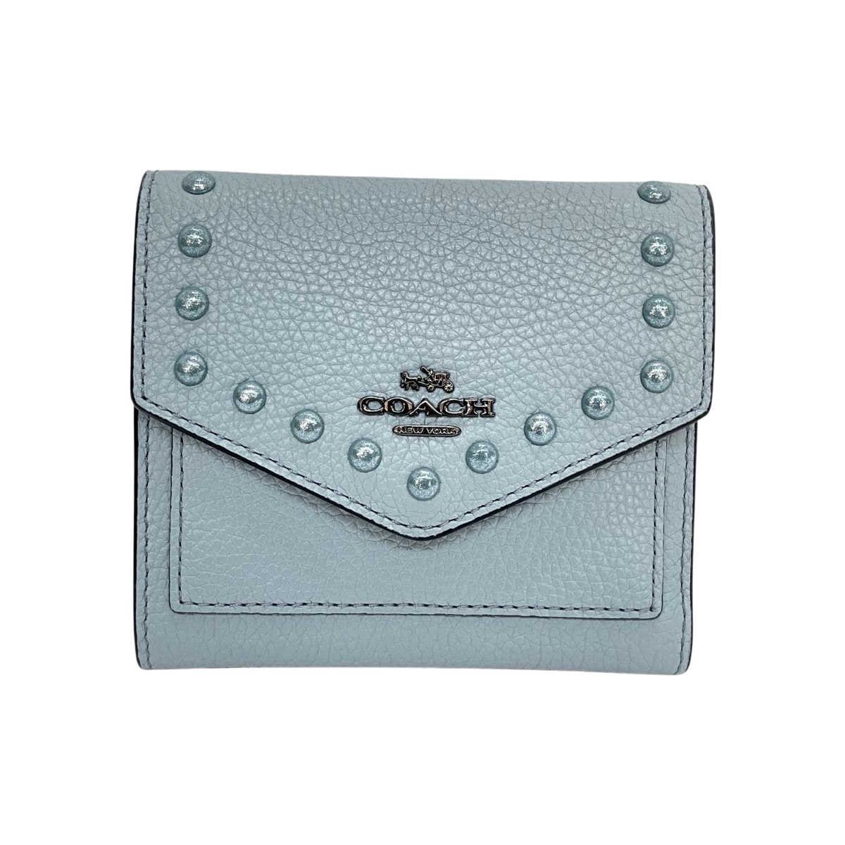 COACH コーチ 三つ折り財布 ラッカーリベット スタッズ 12171 ペールブルー