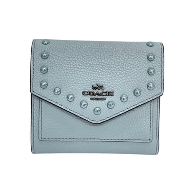 COACH コーチ 三つ折り財布 ラッカーリベット スタッズ 12171 ペールブルー