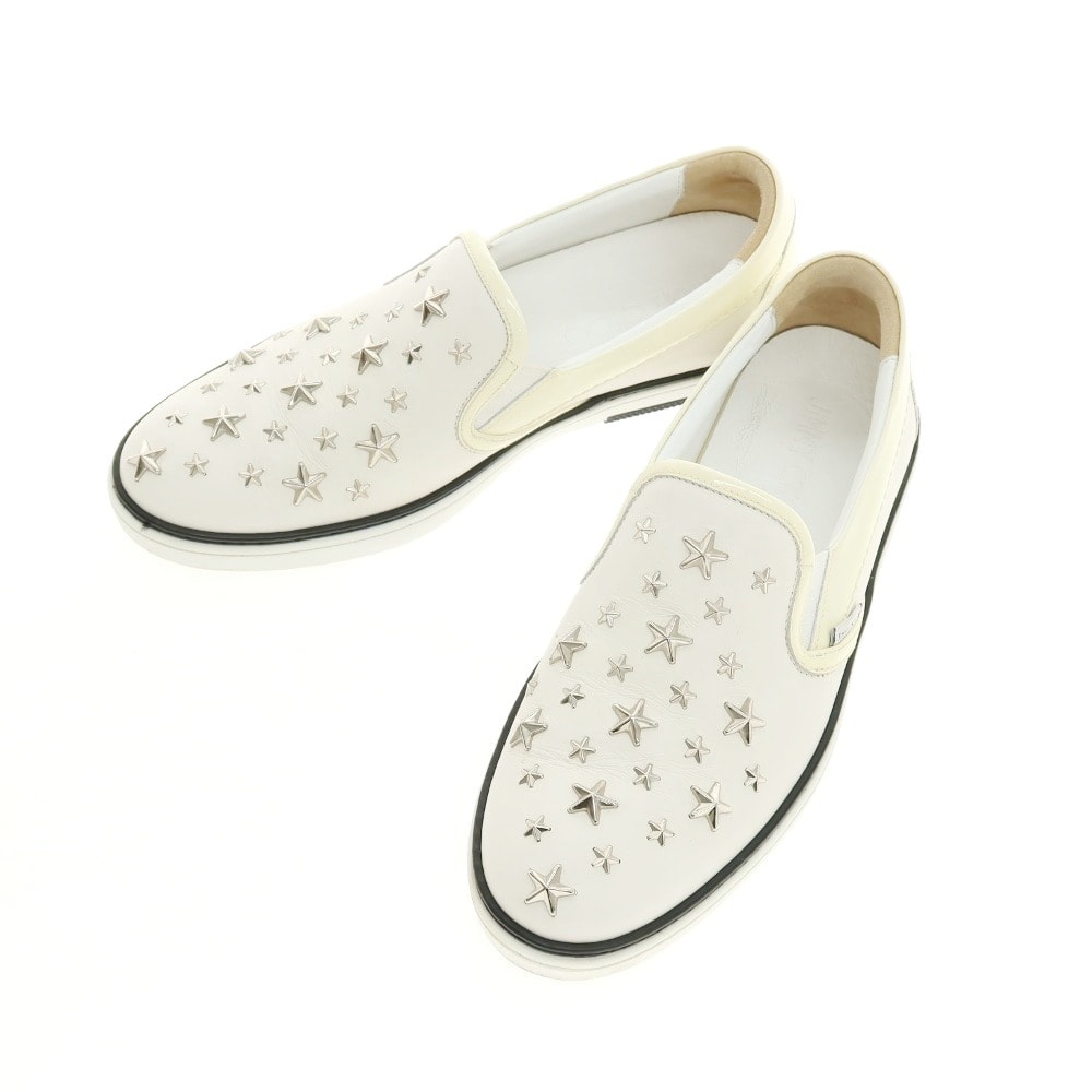 【中古】ジミーチュウ JIMMY CHOO レザー スリッポンスニーカー ホワイト【サイズ42】【メンズ】