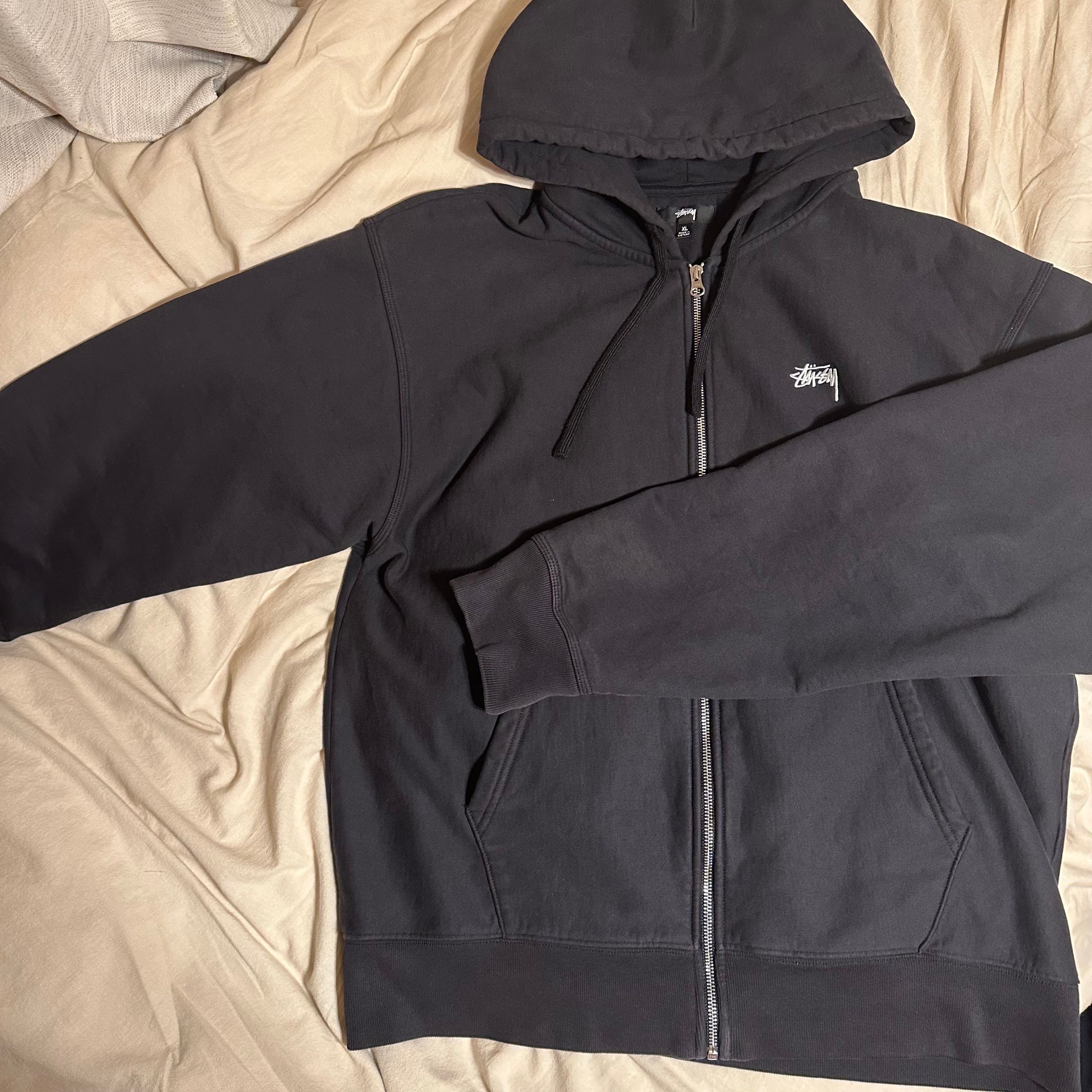 Stussy OVERDYED STOCK LOGO ZIP HOODIE "Black"