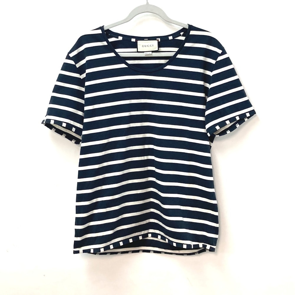 グッチ GUCCI 半袖 ストライプ 574931 ボーダー トップス アパレル 半袖Tシャツ コットン ネイビー