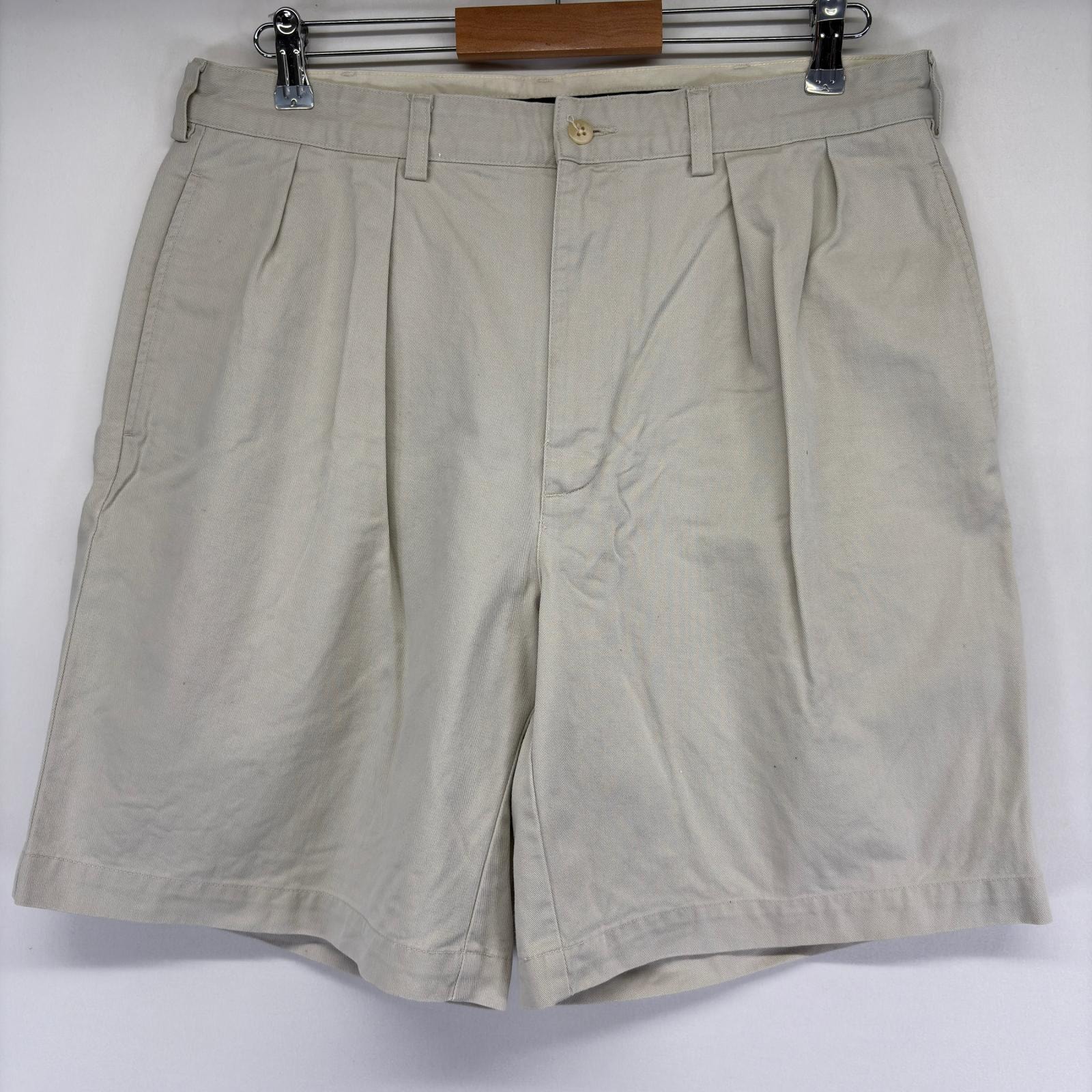 古着 ポロ・ラルフローレン POLO RALPH LAUREN ショートパンツ ツータック ワンポイント アイボリー ハーフパンツ w34 グレー系 メンズ