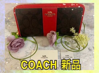 正規品 COACH 新品 coach 赤 シグネチャーモデル