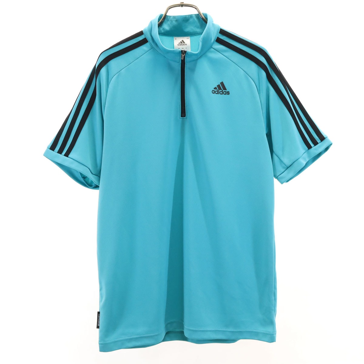 adidas アディダス 半袖 ハーフジップ ウェア L 水色