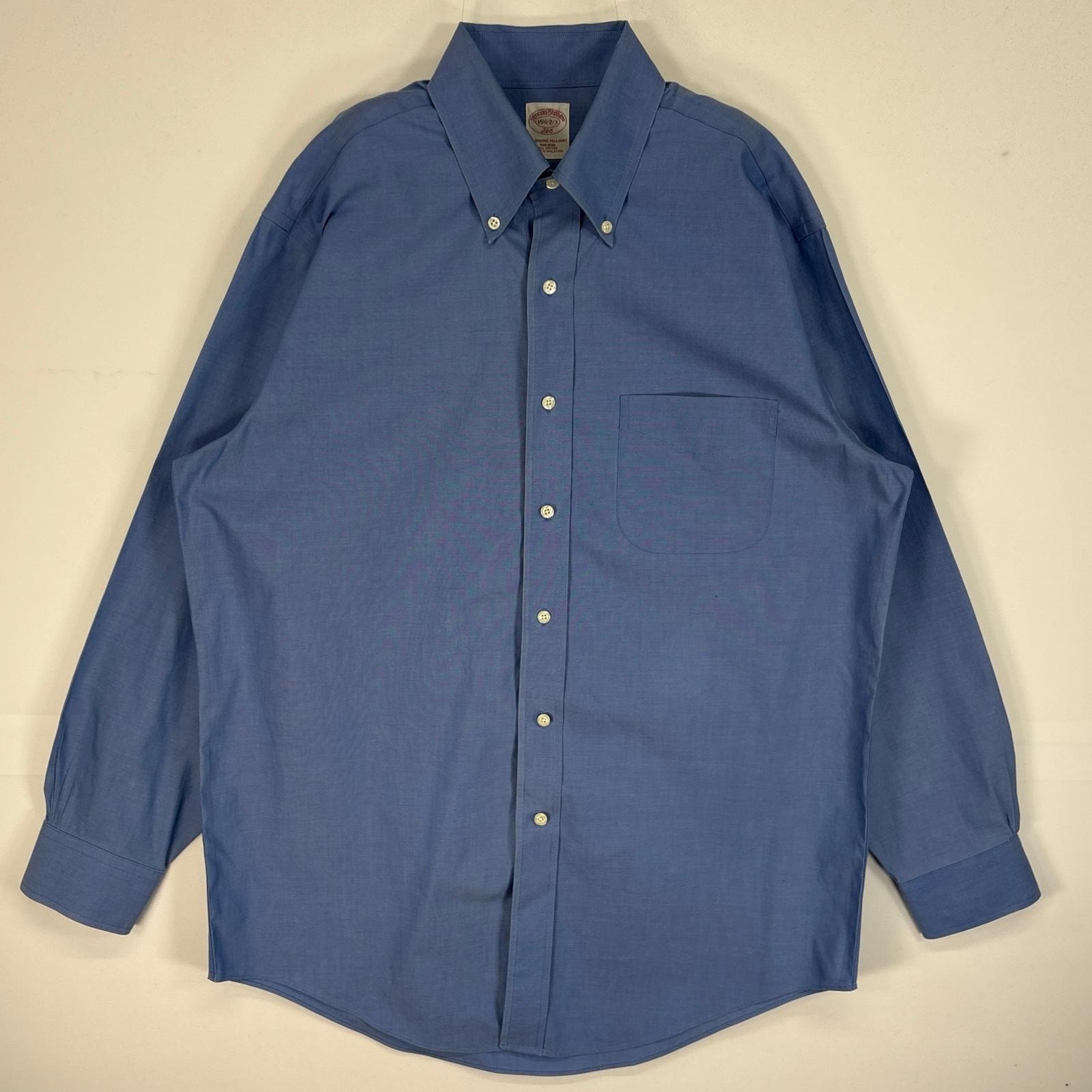 古着 ブルックスブラザーズ Brooks Brothers 長袖シャツ 346 胸ポケ ボタンダウン M  ブルー系 無地 メンズ