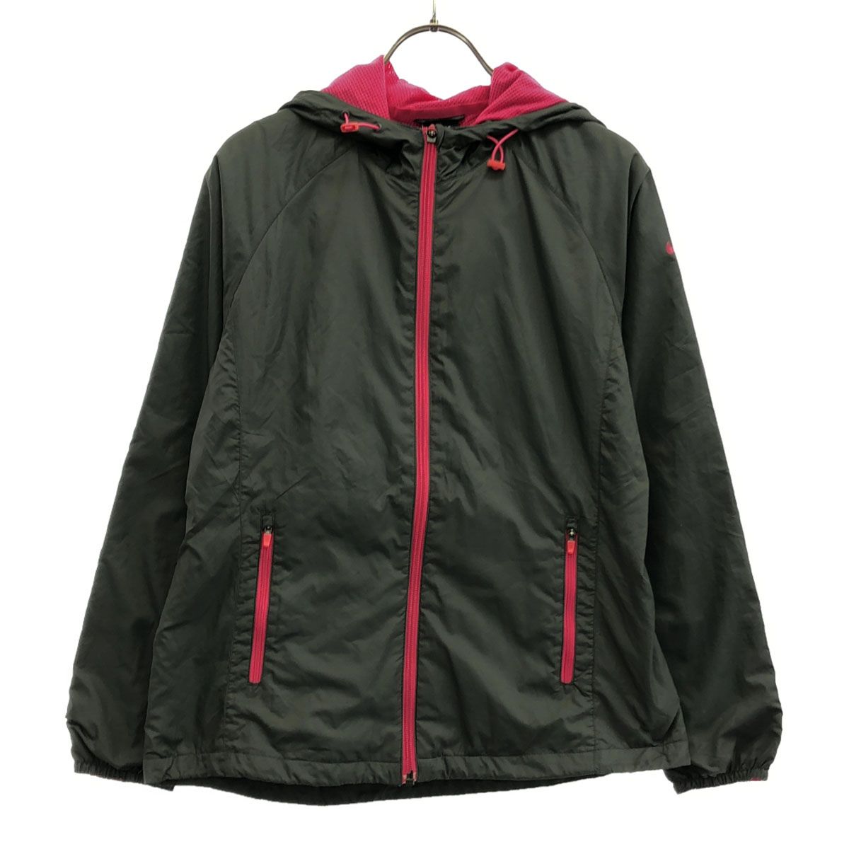 NIKE ナイキ フード付き スポーツジャケット M グレー×ピンク 裏メッシュ