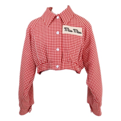 ミュウミュウ 美品 国内正規 ML671 ギンガムチェック クロップド ジャケット 38