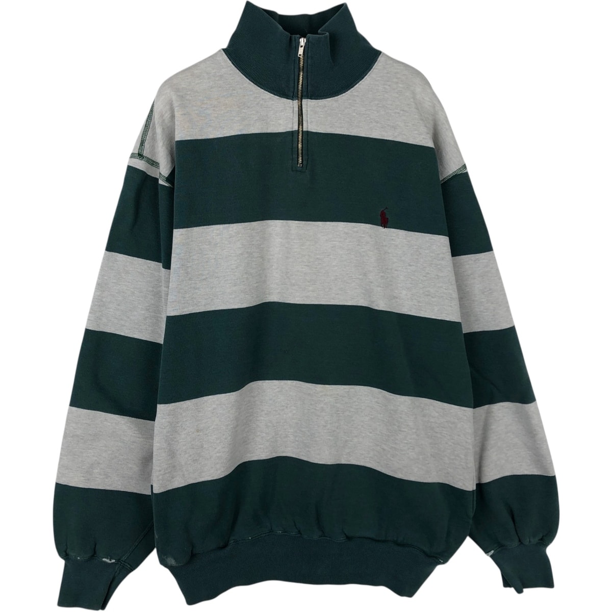 古着 ラルフローレン Ralph Lauren POLO by Ralph Lauren ボーダー柄 ハーフジップスウェットシャツ トレーナー メンズL相当/eaa624391