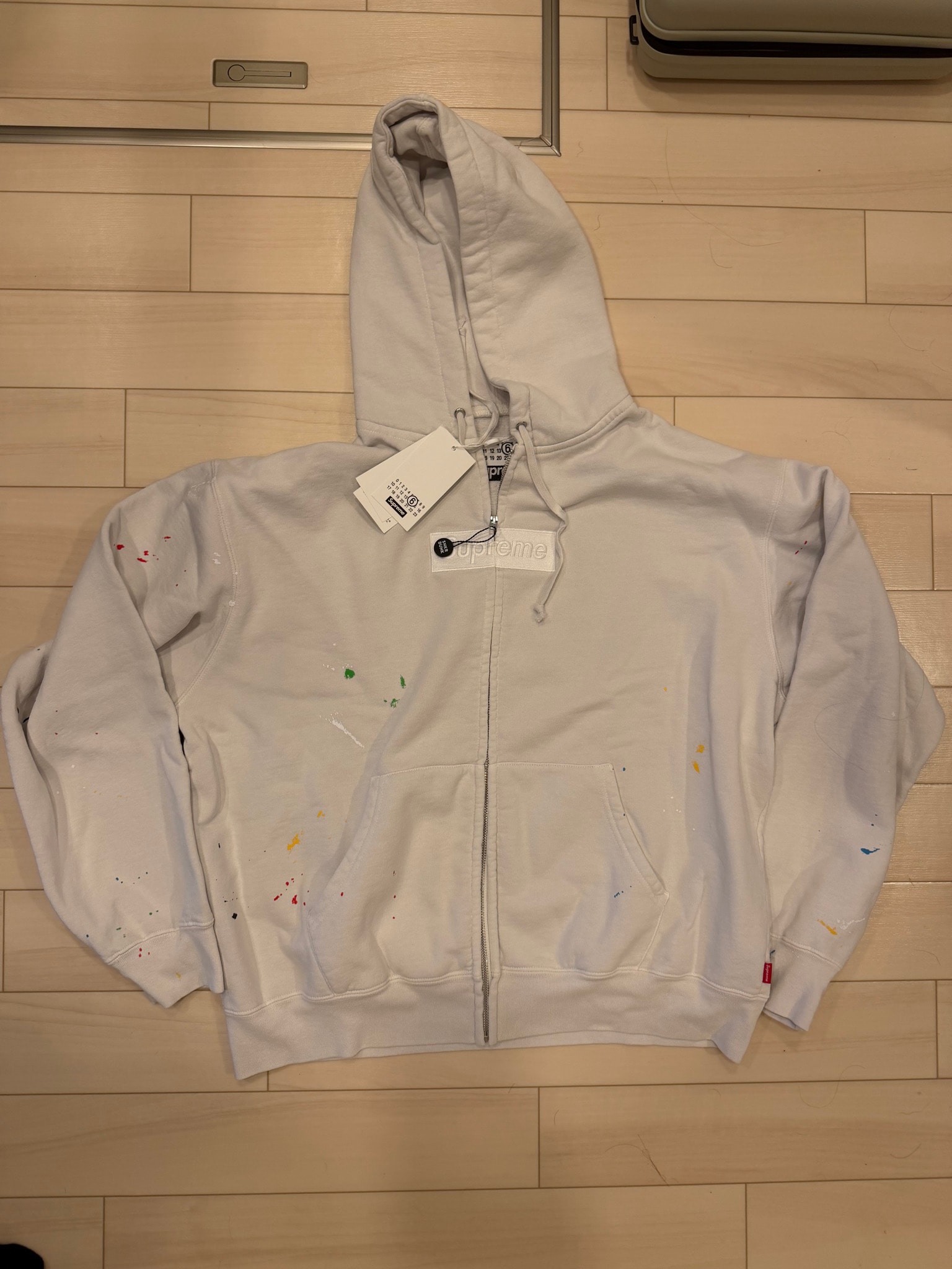 Supreme x MM6 Maison Margiela Box Logo Zip Up Hooded Sweatshirt "White"