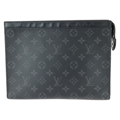 LOUIS VUITTON ルイヴィトン モノグラム エクリプス ポシェット ヴォワヤージュ MM ブラック 黒 レザー クラッチバッグ セカンドバッグ 604134 【中古】