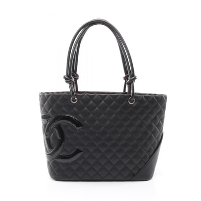シャネル CHANEL カンボンライン ラージ トートバッグ バッグ パテントレザー レディース ブラック系 【中古】