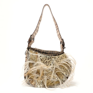 フェンディ FENDI ワンショルダーバッグ ズッカ ファー キャンバス ショルダーバッグ【中古】