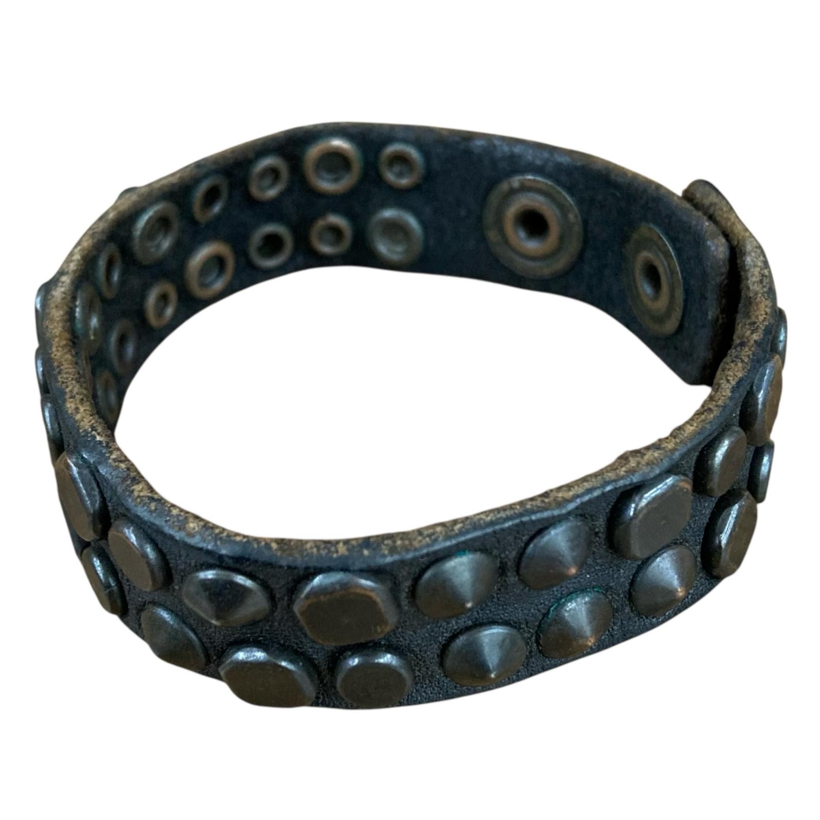 180053 DIESEL ディーゼル ブレスレット ヴィンテージ風 ブラック レザー メンズ