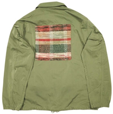 KUON クオン 日本製 裂き織りコーチジャケット SAKIORI COACH JACKET 1802J02#B L OLIVE 襤褸 BORO 久遠 アウター g26480