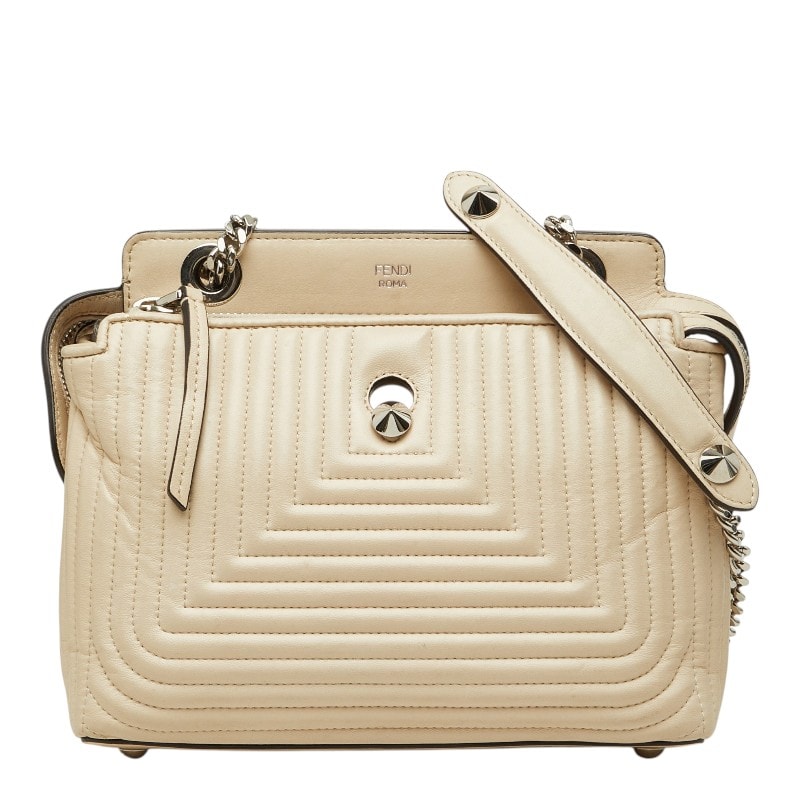 フェンディ ドットコム クリック チェーン ショルダーバッグ 8BN299 アイボリー系 レザー レディース FENDI 【中古】
