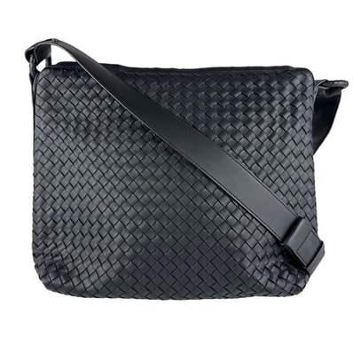 ボッテガヴェネタ BOTTEGAVENETA ショルダーバッグ イントレチャート レザー ブラック ユニセックス【中古】 z9433