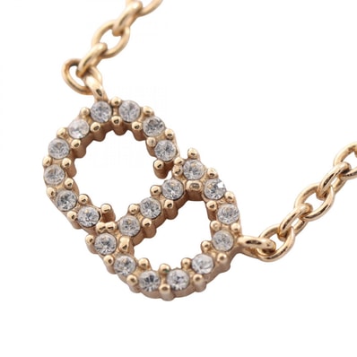 ディオール Dior CDロゴ ネックレス ジュエリー GP(ゴールドメッキ) ラインストーン レディース ゴールド系 / クリア系 【中古】