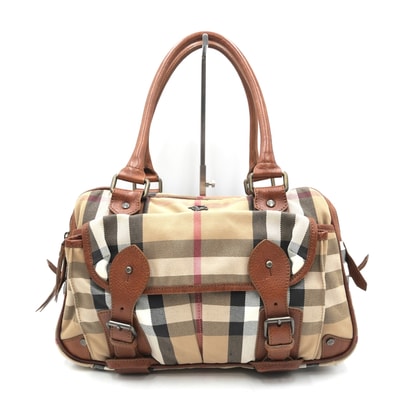 BURBERRY(バーバリー) ノバチェック ヴィンテージ ハンドバッグ ミニボストンバッグ ベージュ系 キャンバス レザー レディース イタリア製【中古】