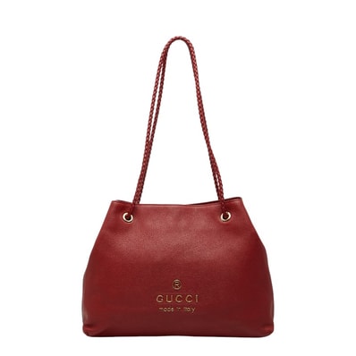 グッチ ロゴ トートバッグ ショルダーバッグ 419689 レッド レザー レディース GUCCI 【中古】