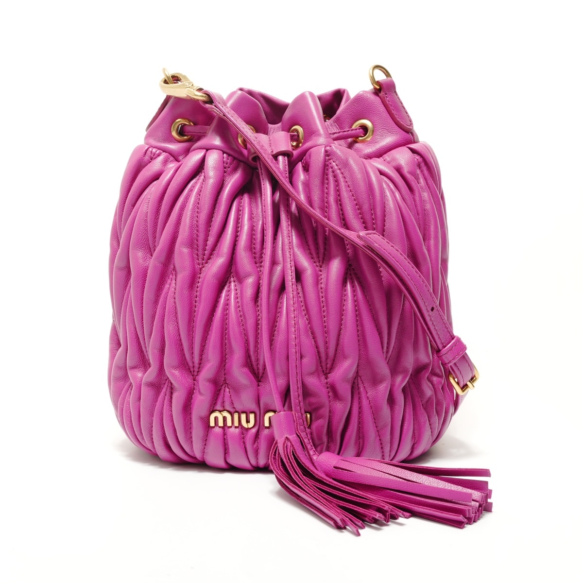 ミュウ ミュウ Miu Miu マテラッセ 巾着 レザー ショルダーバッグ【中古】