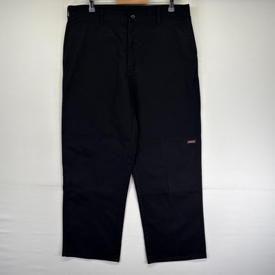 古着 ディッキーズ Dickies パンツ ワークパンツ ワンポイントロゴ 大きいサイズ ジッパーフライ W36 L32 ブラック系 メンズ