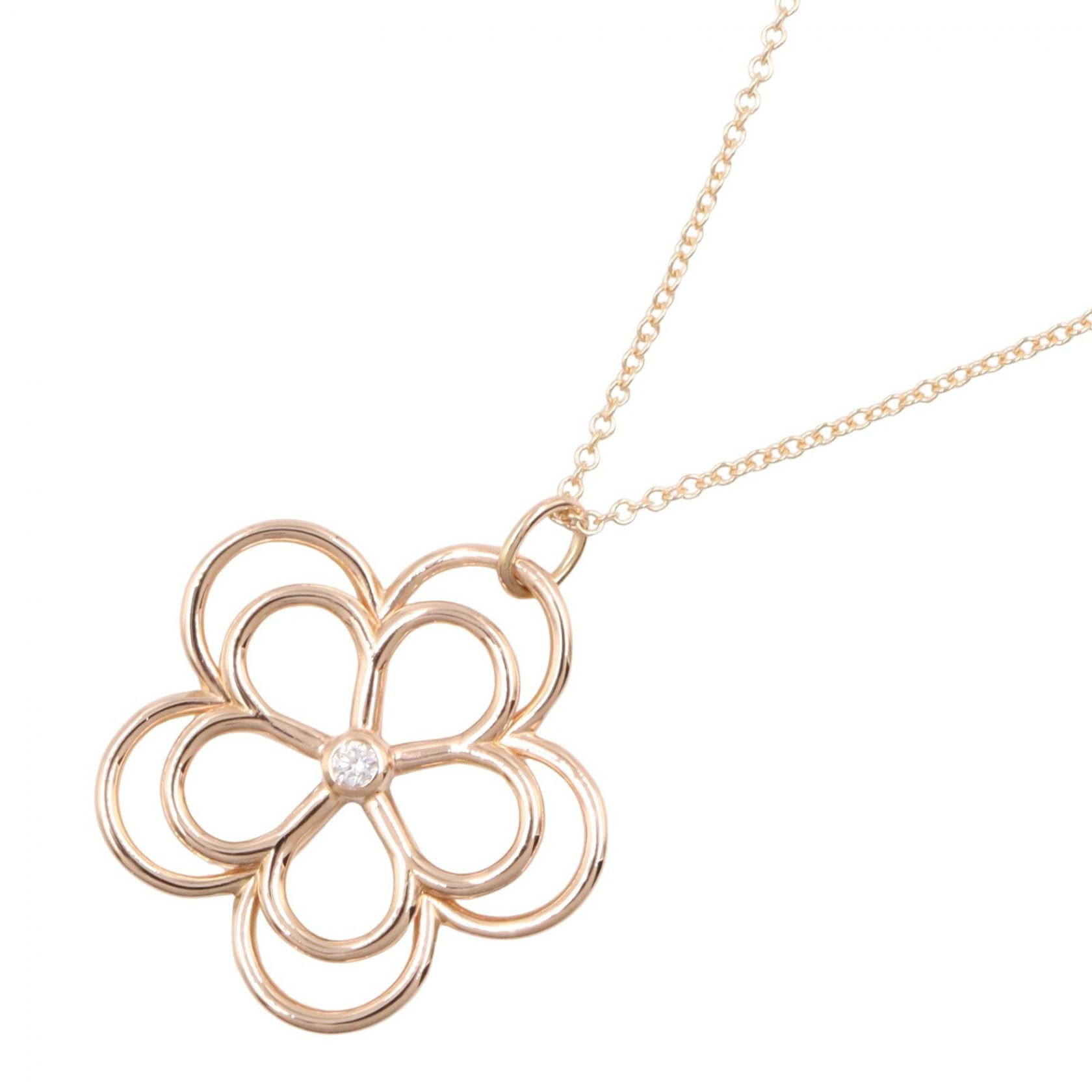 ティファニー TIFFANY&CO オープンフラワー 1PD ネックレス ネックレス ジュエリー K18PG(ピンクゴールド) ダイヤモンド レディース ゴールド系 / クリア系 【中古】