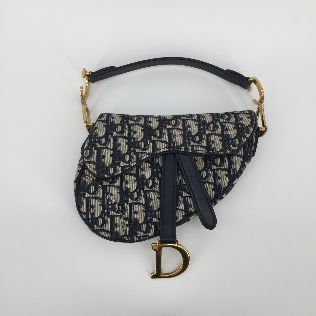 Christian Dior(クリスチャンディオール) サドルバッグ オブリーク ジャガード バッグ ネイビー