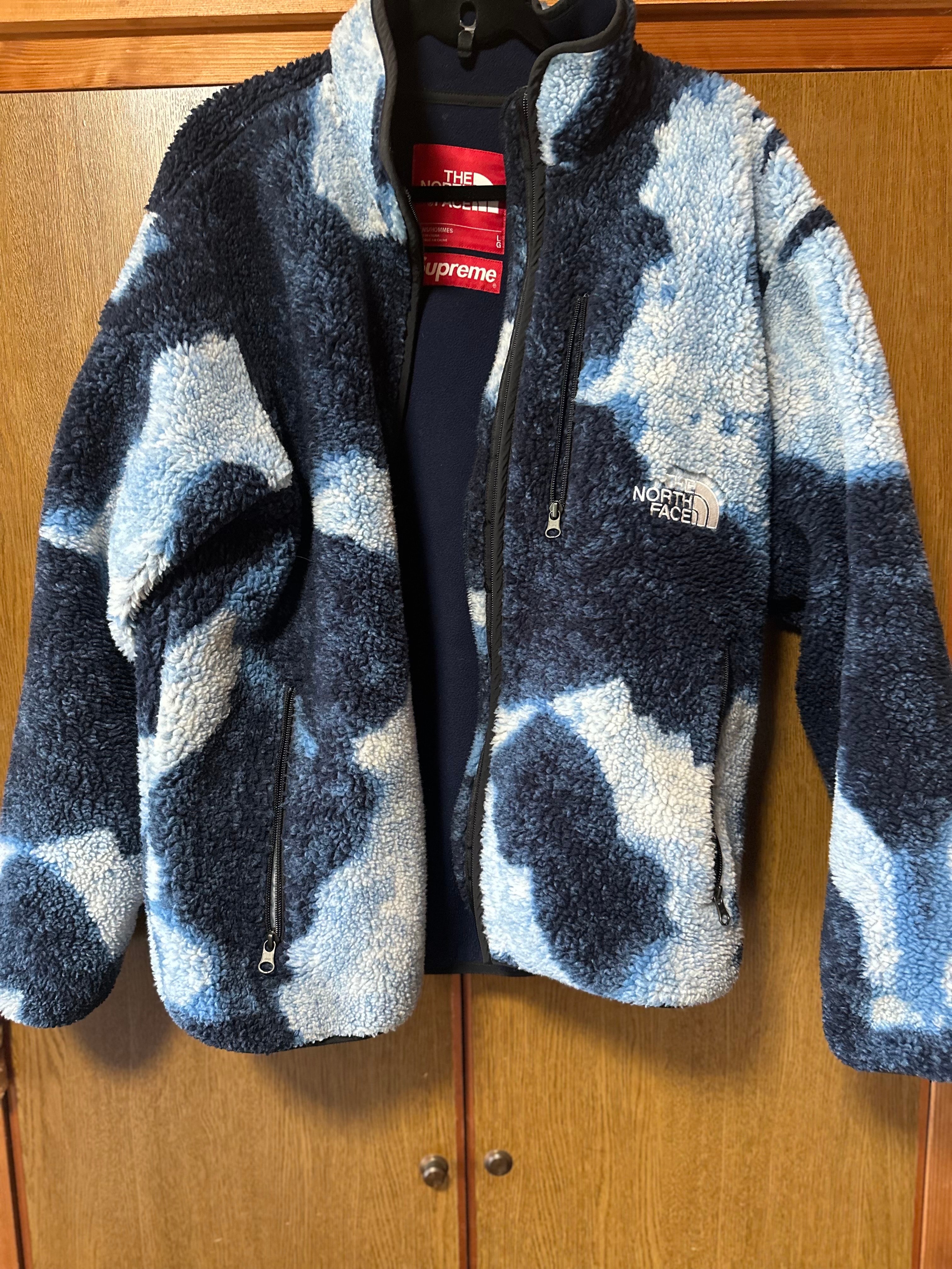 Supreme x The North Face Bleached Denim Print Fleece Jacket "Indigo"