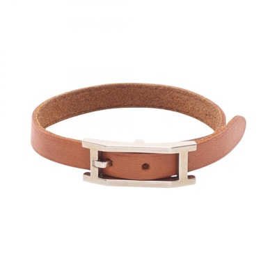 エルメス HERMES アピ3 タンデム ブレスレット アクセサリー レザー ステンレススチール □G刻印(2003年製造) レディース ブラウン系 / シルバー系 【中古】