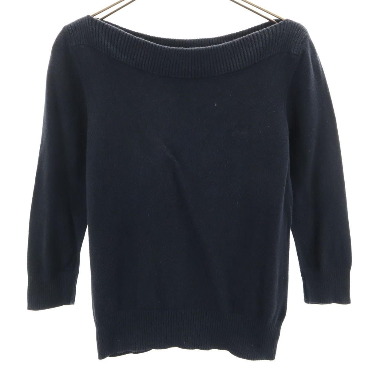 BURBERRY LONDON BLUE LABEL バーバリー ロンドン ブルーレーベル 7分袖 ボートネック ニット M ネイビー