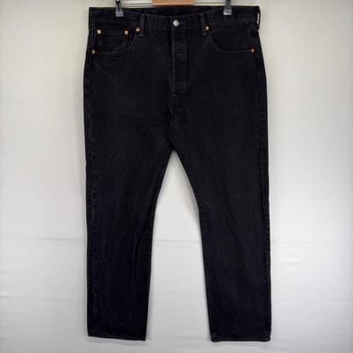 古着 リーバイス Levi's デニム パンツ 501 ボタンフライ ストレート ブラックデニム ジーンズ w38 L34 ブラック系 メンズ