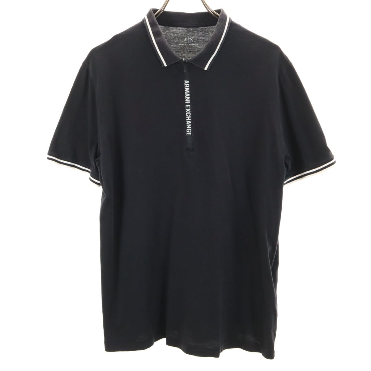ARMANI EXCHANGE アルマーニエクスチェンジ 半袖 ハーフジップ シャツ L ブラック系