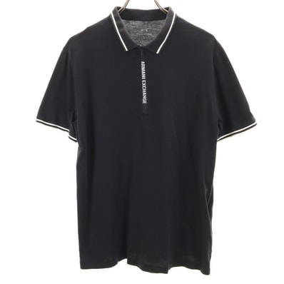ARMANI EXCHANGE アルマーニエクスチェンジ 半袖 ハーフジップ シャツ L ブラック系