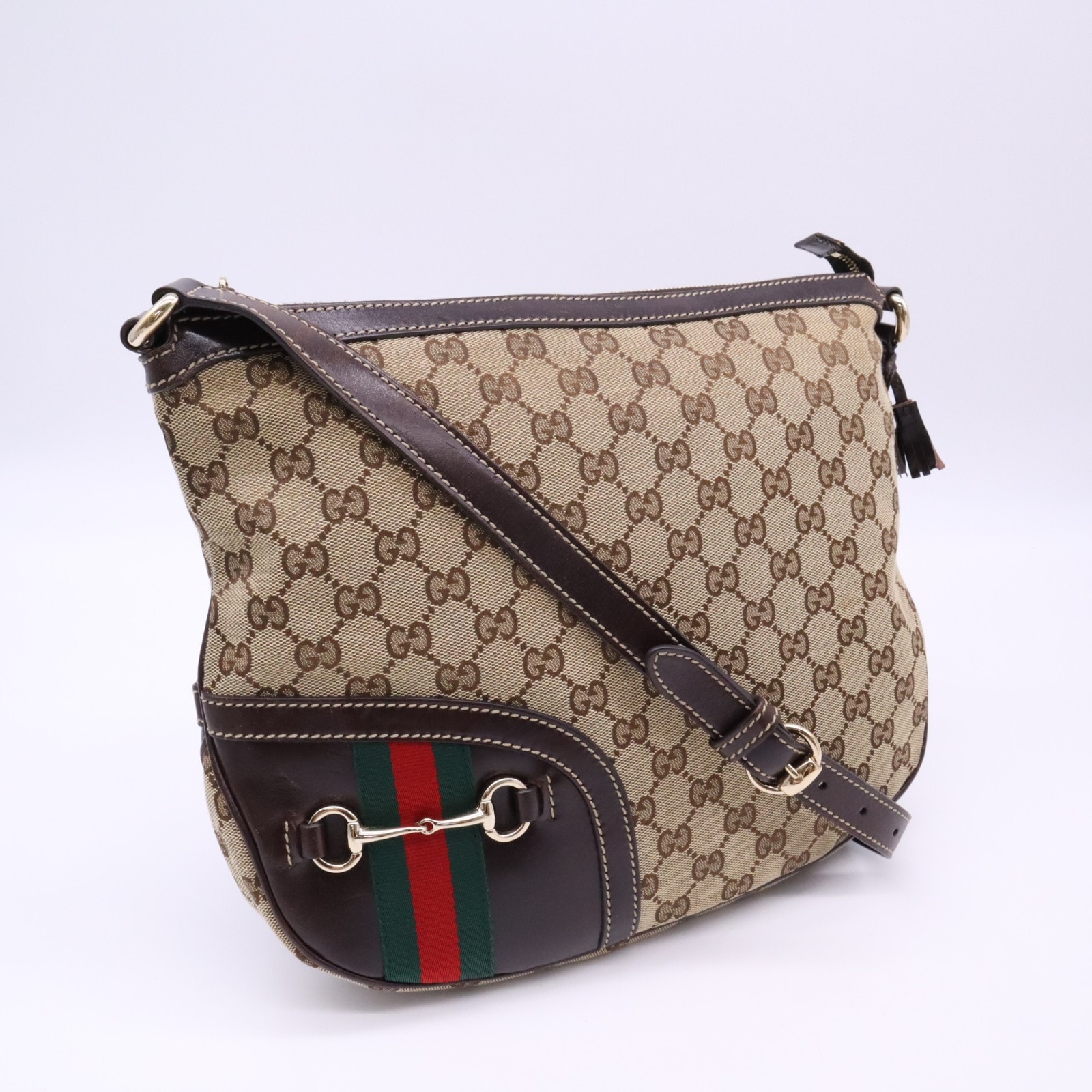 GUCCI グッチ GGキャンバス ホースビット ショルダーバッグ 232967 ショルダーバッグ ベージュ ブラウン マルチカラー キャンバス レザー レディース
