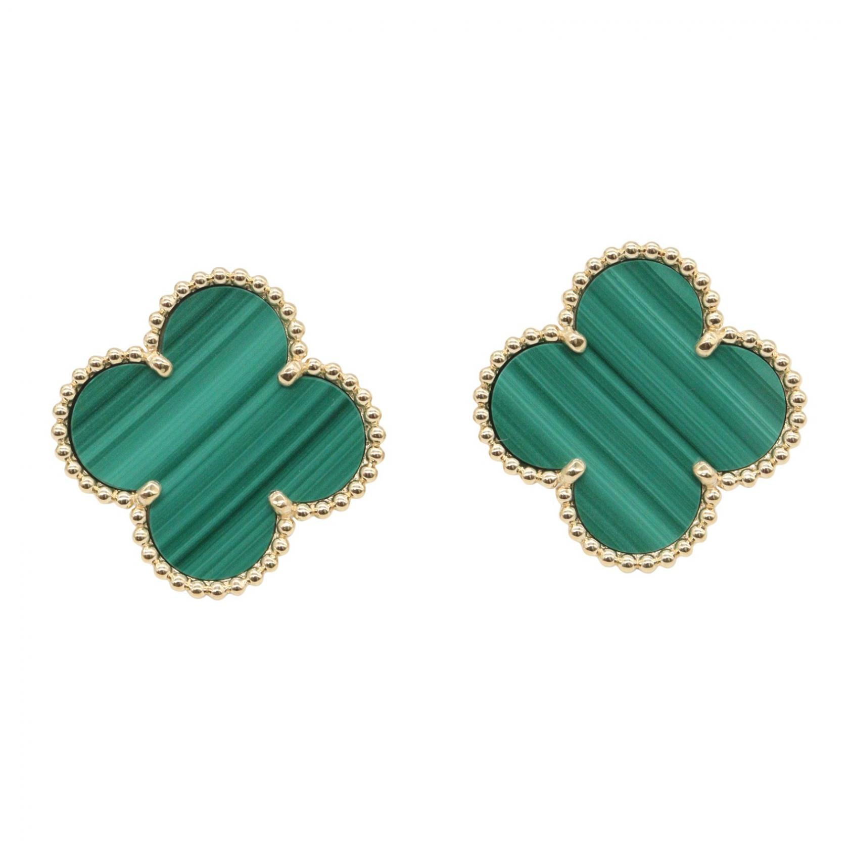 ヴァンクリーフ&アーペル Van Cleef & Arpels マジックアルハンブラ マラカイト ピアス ピアス ジュエリー K18(イエローゴールド) マラカイト レディース ゴールド系 / グリーン系 VCAR03MH00 【中古】