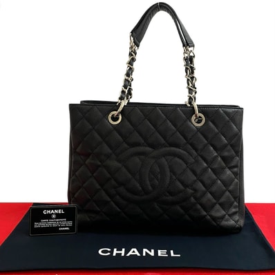 CHANEL シャネル マトラッセ ココマーク キャビアスキン トートバッグ ブラック
39304