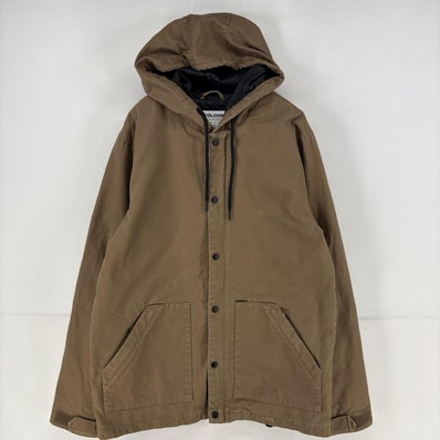 古着 ボルコム VOLCOM ダック ジャケット ダック ワンポイント ロゴ コート 中綿 フルジップ M ブラウン系 メンズ
