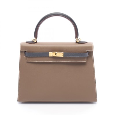 エルメス HERMES ケリー25 トリコロール 2WAY ハンドバッグ バッグ レザー カーフ(牛革) ヴォーエプソン ヴォーエプソン エトゥープ K刻印(2025年製造) レディース グレー系 / ブラック系 【中古】