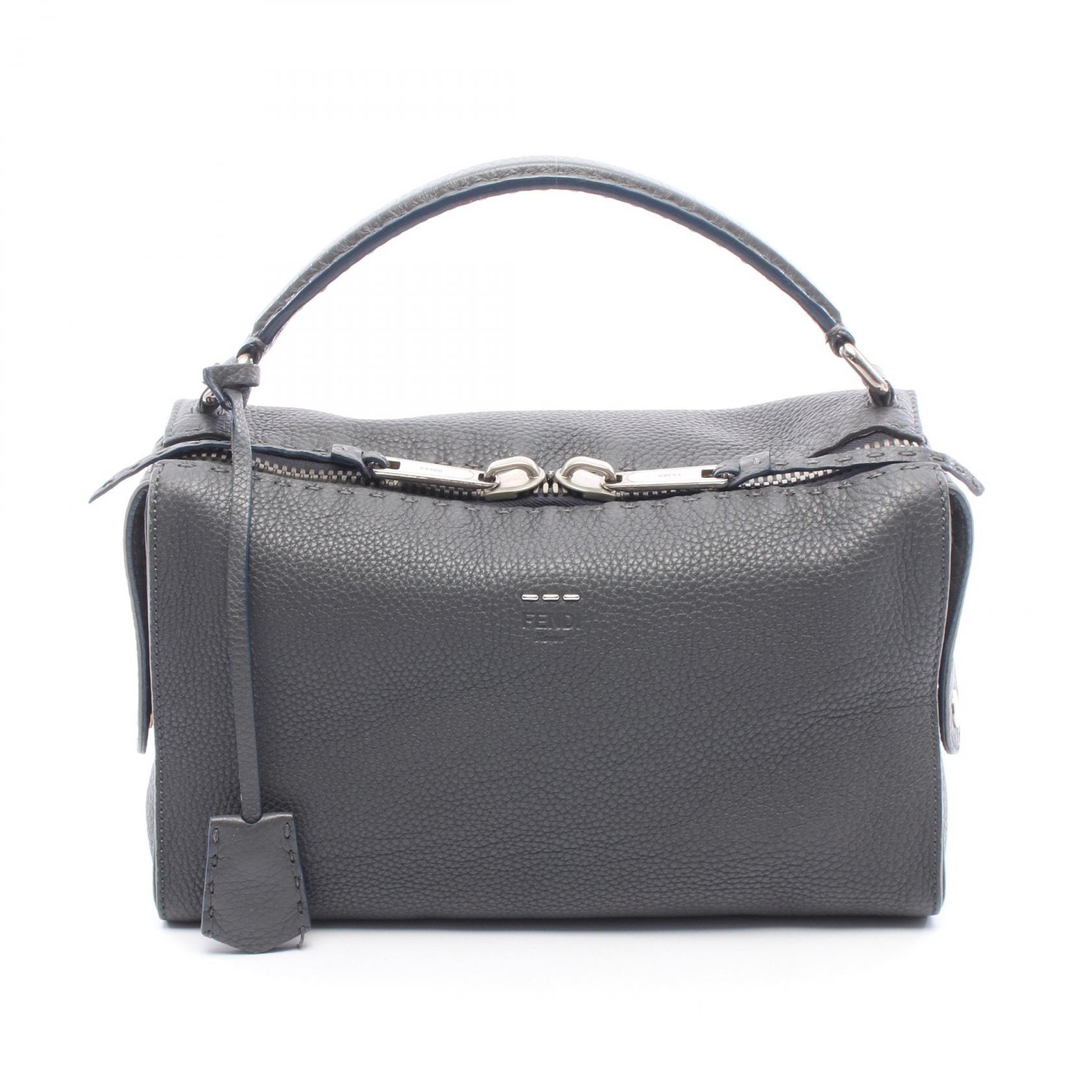フェンディ FENDI セレリア レイ ハンドバッグ バッグ レザー レディース グレー系 【中古】