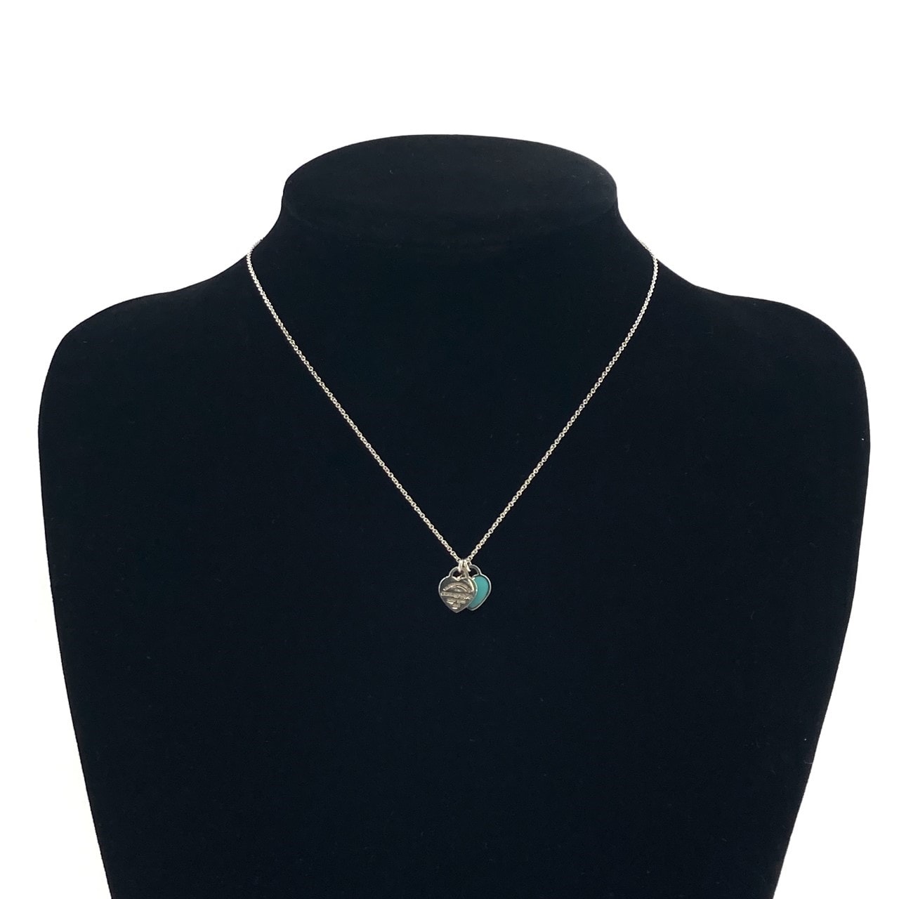 TIFFANY&Co.(ティファニー) リターントゥ ダブルハートタグ ボールチェーン Ag925 ネックレス 2.75g シルバー×ブルー