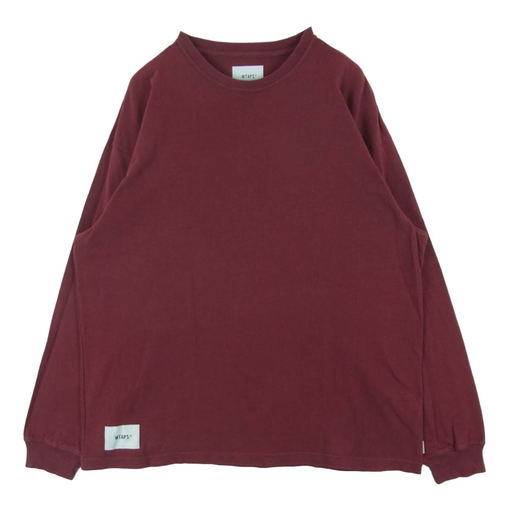 WTAPS ダブルタップス 23AW 232ATDT-CSM05 OBJ LS COTTON CONTAINING オブジェ ロングスリーブ コットン コンテイニング バックロゴ Tシャツ 長袖 カットソー ボルドー系 03【中古】