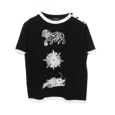 シャネル CHANEL ココマークボタン 半袖Tシャツ 衣料品 トップス コットン レディース ブラック系 / ホワイト系 P72071K10330 【中古】