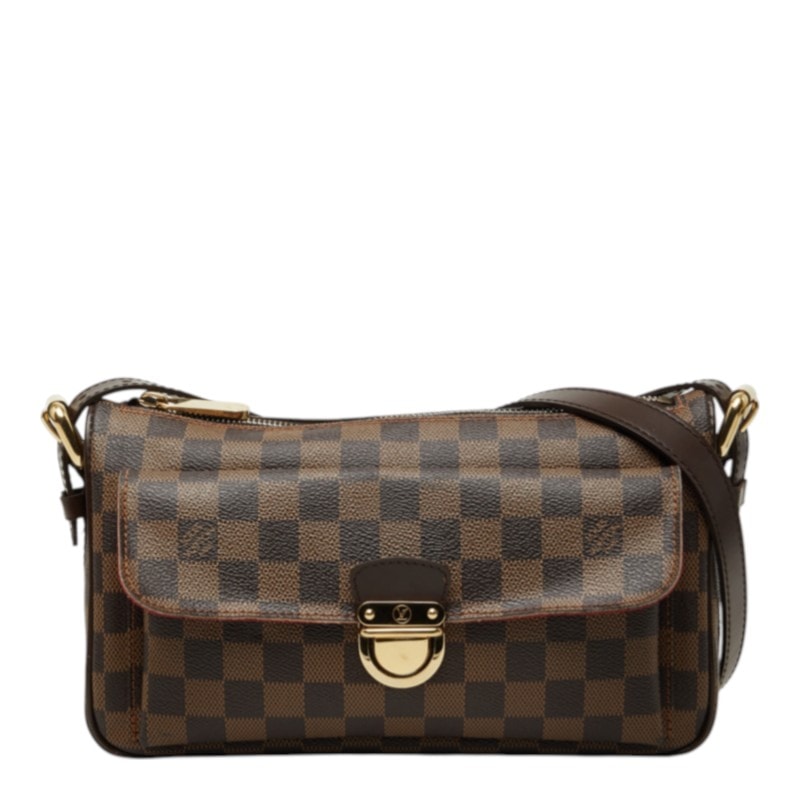 ルイ ヴィトン ダミエ ラヴェッロGM 斜め掛け ショルダーバッグ N60006 ブラウン PVC レザー レディース LOUIS VUITTON 中古